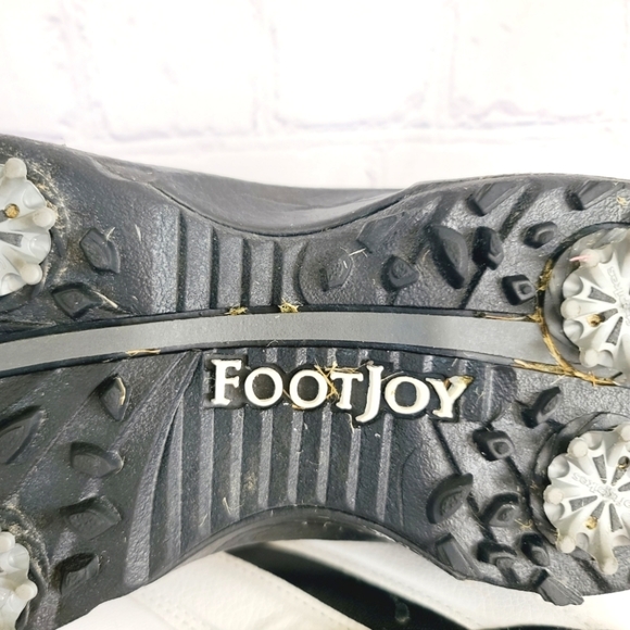 FootJoy FJ Green Joys Golf Shoes White Leather Spiked Athletic Shoes Men… - Picture 12 of 13